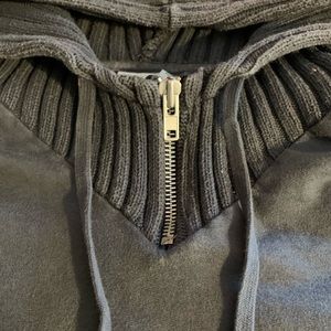 WESC Vintage Women’s 1/4 Zip Hoodie, Charcoal, size L